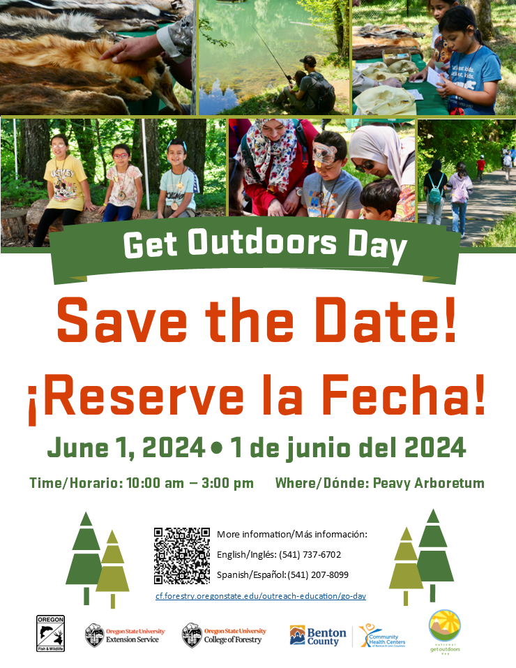 Get Outdoors Day is June 1, 2024 from 10 AM to 3 PM at Peavy Arboretum